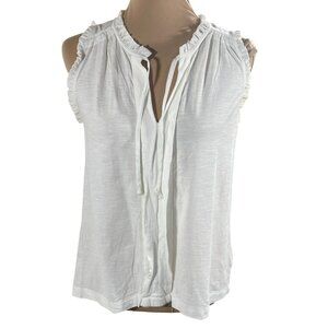 Meadow Rue Sleeveless Top Ruffle Trim Cream Cotton Modal Size XS Extra Small